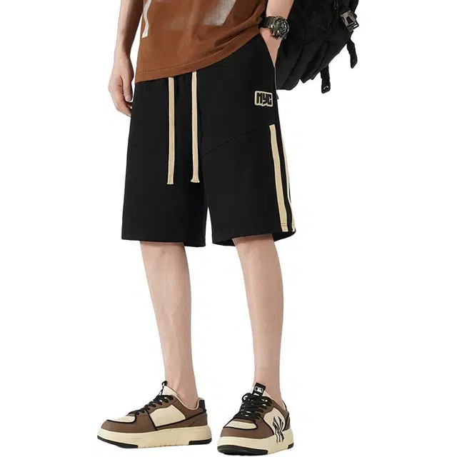 法文箱子 美式复古包边运动五分裤潮牌宽松针织跑步篮球休闲短裤 男款