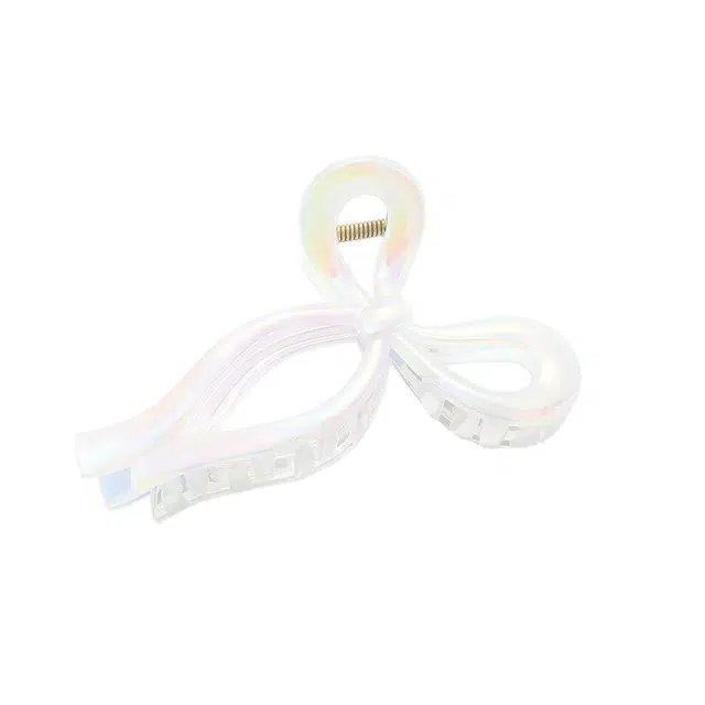 如花梦 珠光飘带蝴蝶结高级感大号鲨鱼夹后脑勺 亚克力 发夹 女款