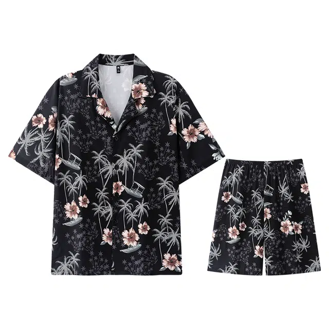 向薇 薄款短袖简约可外穿家居服短裤夏季睡衣套装 男款