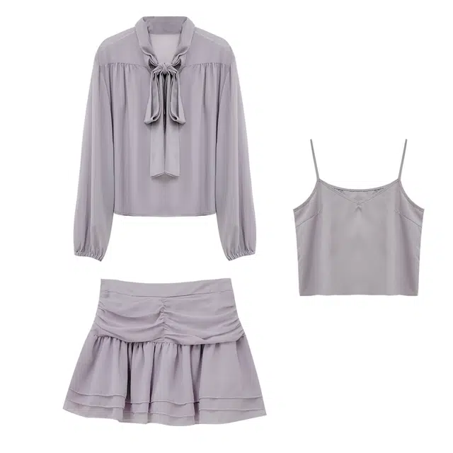 米米子 韩系雪纺衬衣半裙裙装套装 女款