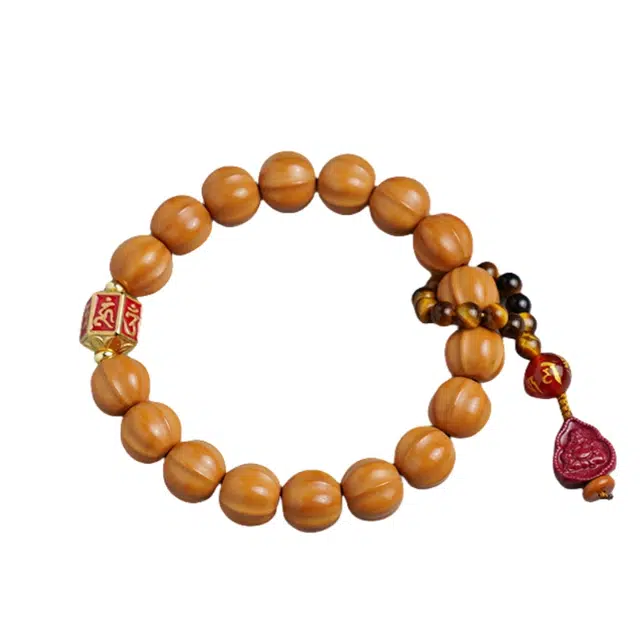 宣华意 国潮藏式鲨鱼背京八棱文玩盘玩 笑纳百福 吉祥如意#好运 猴头核桃 手串 男女同款情侣款