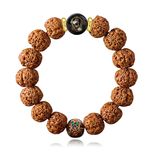 谧月珠宝 新中式文玩水逆退散吉祥如意转运珠满肉包浆素圈文玩佛珠佛 好运 金刚菩提 手串 男女同款情侣款