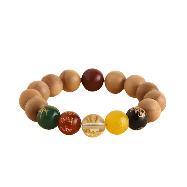 湘喜 五路财招财转运纳福转运本命年好运好运 桃木 木作手串 男女同款情侣款