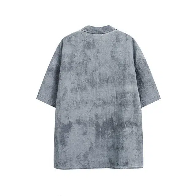 欧路得 美式复古扎染痞帅抗皱宽松凉感外套短袖衬衫 男款