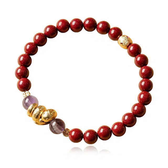 谧月珠宝 万事顺遂 吉祥如意 诸事顺利 平安喜乐 新中式国潮复古高级感再造辰砂 朱砂 手串 男女同款情侣款