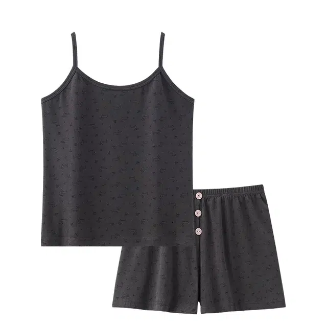 俏韵 圆领腊肠狗吊带背心薄款无袖家居服可外穿夏季睡衣套装 女款