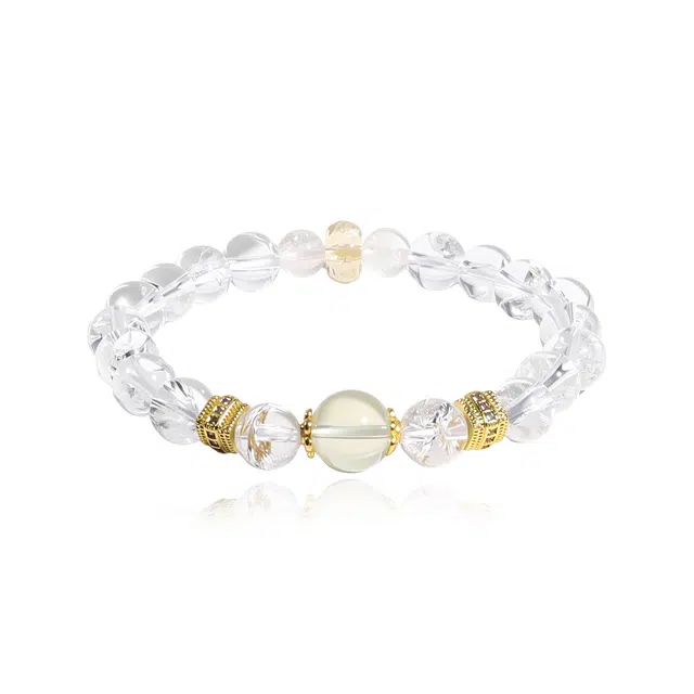 克兰茜 白阿塞天使转运圆珠串 新中式小众简约高级设计 诸事顺利水逆退散能量加持 日常精致轻奢百搭 精美礼盒 好运 白水晶 手串 女款