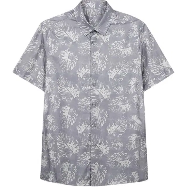 才子 花卉印花满印休闲短袖衬衫 男女同款