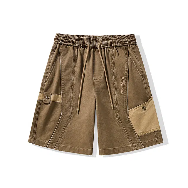 独驰 美式复古阔腿五分休闲短裤 男女同款