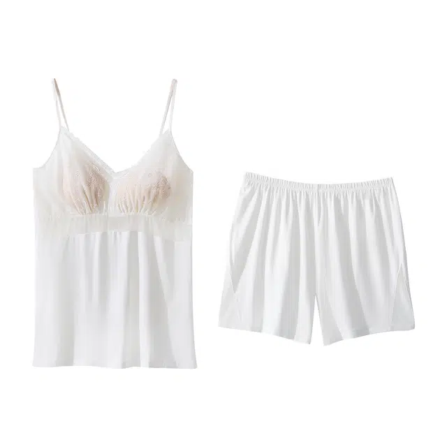 欧迪芬 透气舒适法式凉感亲肤爆款蕾丝微透性感睡衣套装 女款