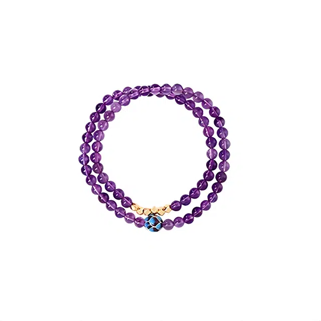 【真银 | 紫气东来】 奥斯坦汀 双层叠戴新中式莲花高级感天然 紫水晶 手串 女款