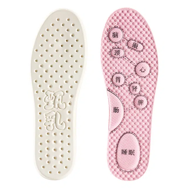 夏季吸汗防臭 足印部落 抗菌透气 穴位按摩软底舒适 超薄软弹久站不累 适用单鞋板鞋 乳胶 鞋垫 女款