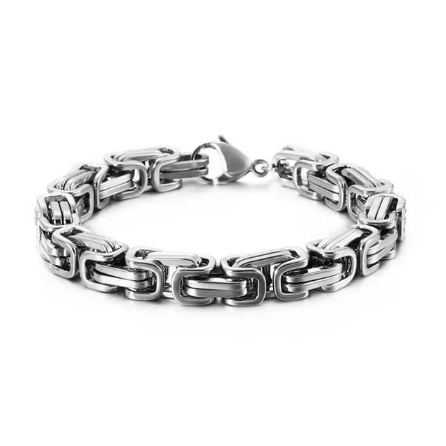 芊淑歆 帝王古巴潮小众设计高级感霸气泰银色 钛钢 手链 男款
