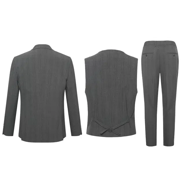 利郎 条纹戗驳领商务休闲质感百搭时尚都市三件套西装套装 男款