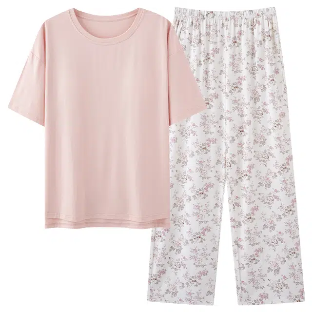 顶瓜瓜 时尚亲肤透气家居服短袖长裤夏季睡衣套装 女款