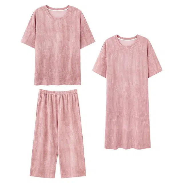 顶瓜瓜 时尚透气可外穿三件套家居服夏季睡衣套装 女款