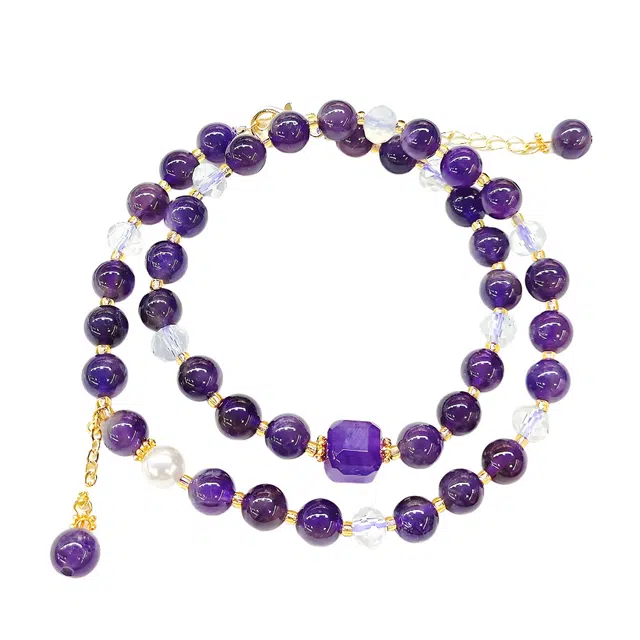 絮物 新中式国潮文玩百搭小众设计招财纳福八方来财诸事顺遂节节高升紫气东来万事如意#好运 紫水晶 手串 男女同款情侣款