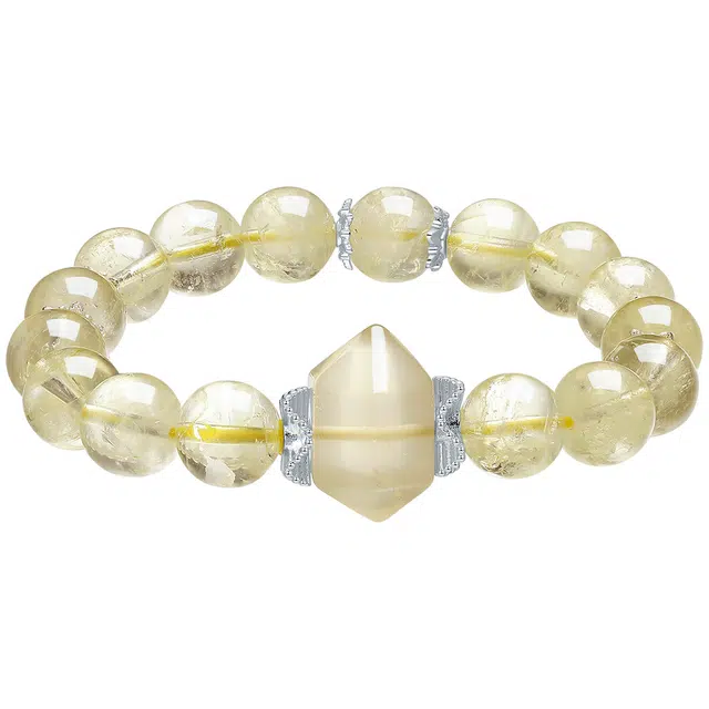 【柠光之星】 世纪缘珠宝 清新净化磁场能量守护晶石招财四季发财#好运#吉祥天然 黄水晶 手串 女款