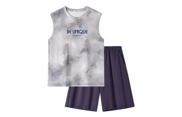 有棵树 无袖背心短裤家居服抑菌可外穿圆领套头睡衣套装 男款