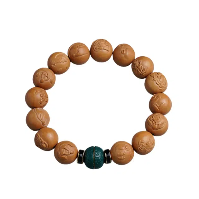 宣华意 国潮古风文玩雕刻无相佛珠收藏级高端盘玩精品雪巴琉璃配饰转运珠#好运 猴头核桃 手串 男女同款情侣款