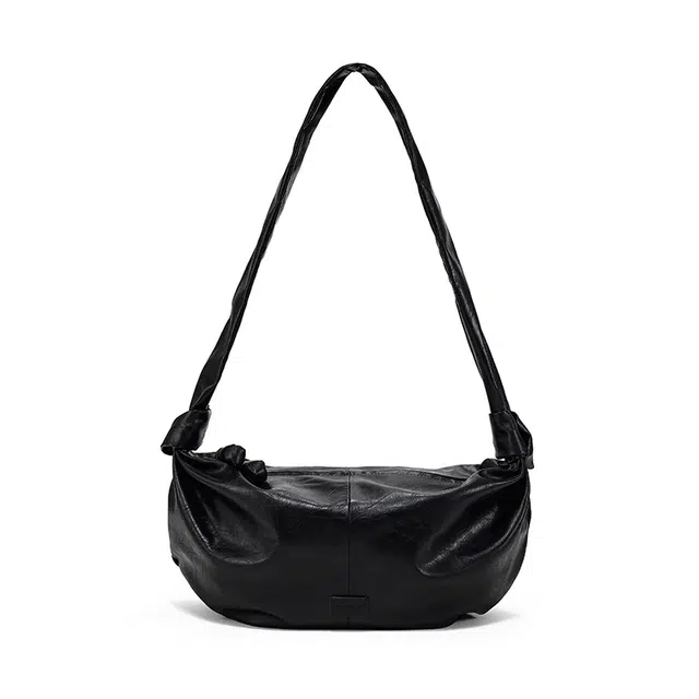 西木汀 后来 高级感牛角包小个子极简腋下包 牛皮 单肩包 女款 深邃黑/奶白色