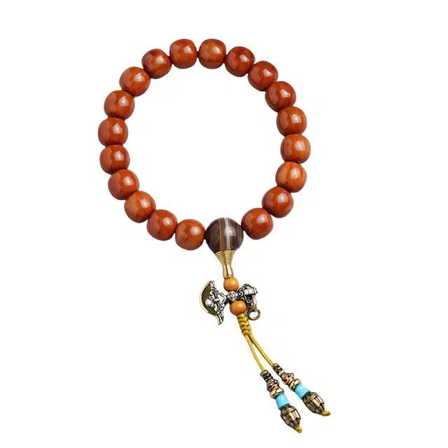 宣华意 国潮藏式文玩老型光珠佛珠链 猴头核桃 手串 男女同款情侣款