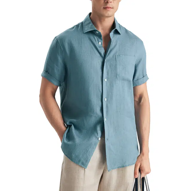 丹宁哲学 高档舒适透气简约时尚短袖衬衫 男款