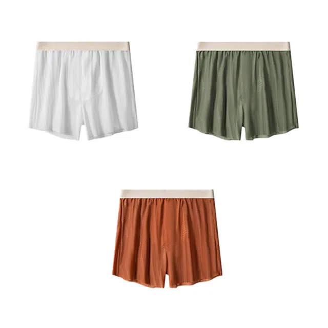 对你的私语 冰丝无痕凉感宽松大码平角短裤 男款 组合装