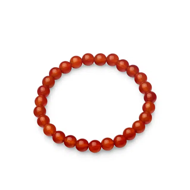 周大福 珠宝首饰 圆珠橘红玉髓黑玉髓红运当头玉石 玉髓 手串 男女同款情侣款