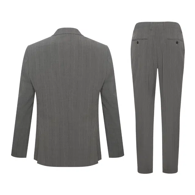 利郎 商务休闲时尚条纹两件套百搭简约秋季长袖西装套装 男款