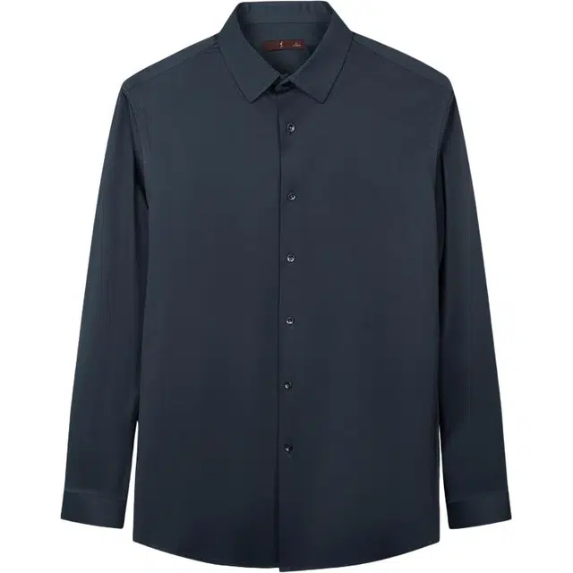 才子 男装猫须水洗棉弹舒适休闲长袖衬衫 男女同款