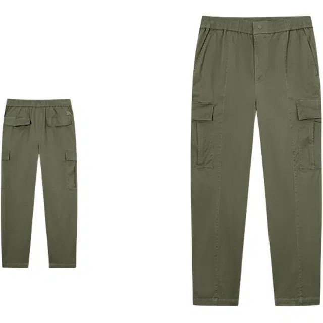 超级安踏 运动生活系列 纯色中腰系带舒适透气直筒休闲裤 男款 海带绿