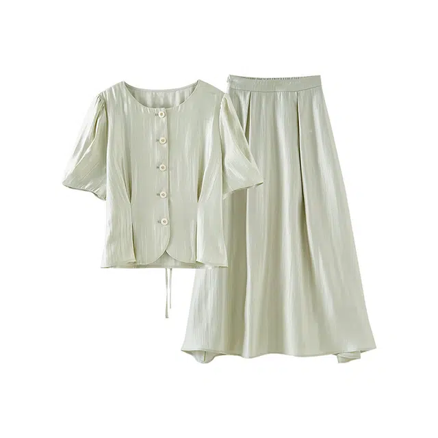 潞优野 收腰上衣半身裙气质老钱风两件套裙装套装 女款