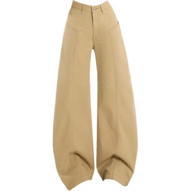 拾籍 高街风美式高腰弯刀阔腿裤女夏季时尚潮流宽松显瘦垂感拖地牛仔裤 女款