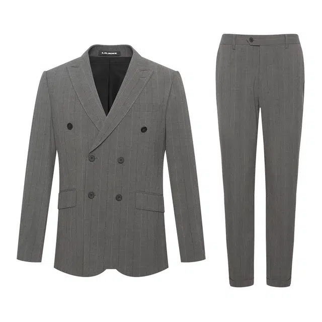 利郎 商务休闲时尚条纹两件套百搭简约秋季长袖西装套装 男款