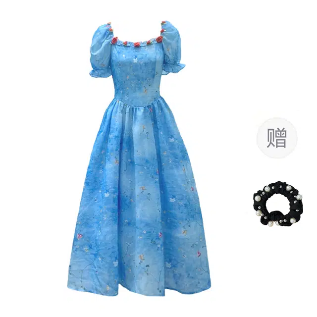 雾闪闪 法式时尚绝美碎花茶歇森系短袖连衣裙 女款