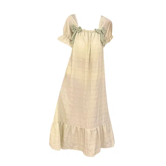 欧诗帛 韩版可爱甜美带胸垫短袖家居服睡裙 女款