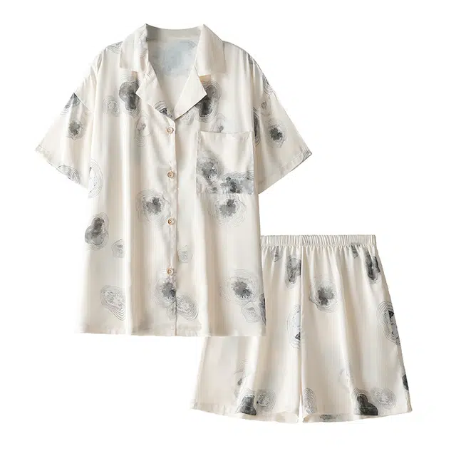 品彩 舒适时尚亲肤简约休闲居家薄款夏季睡衣套装 女款