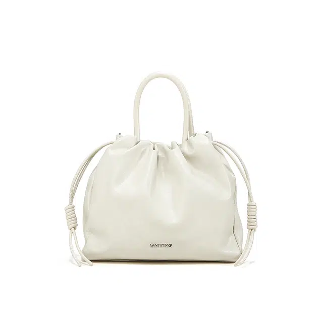 西木汀 高级感小众设计轻便百搭 牛皮 单肩斜挎手提包 女款 奶白色/深邃黑