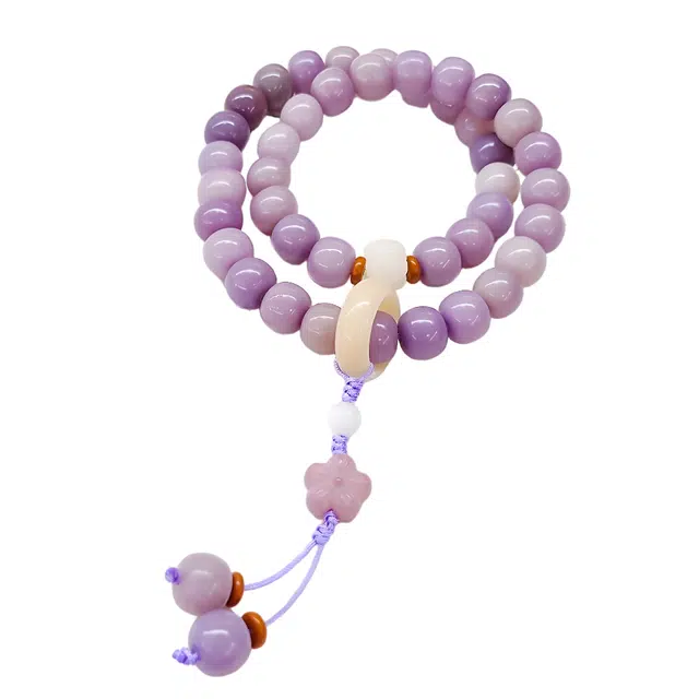 素于 新中式国潮文玩高级感轻奢小众佛珠招财进宝好运莲莲财源广进诸事顺遂吉祥如意转运盘玩念珠 白玉菩提 手串 男女同款情侣款