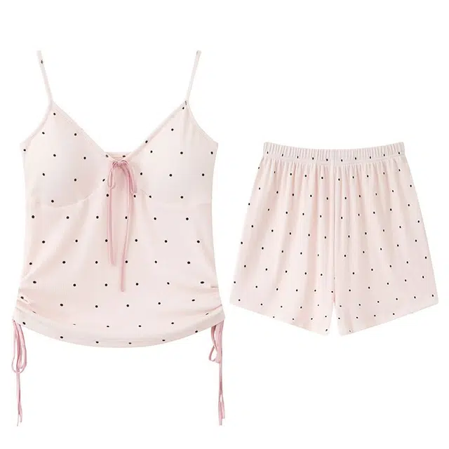 顶瓜瓜 带胸垫时尚透气舒适家居服夏季睡衣套装 女款