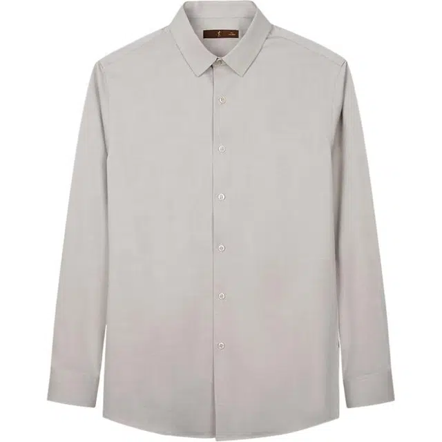 才子 细格纹简约休闲舒适经典设计长袖衬衫 男女同款