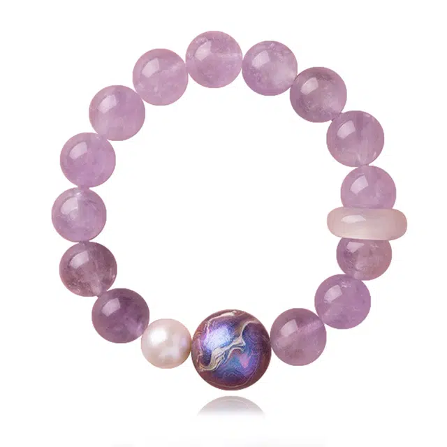 谧月珠宝 紫气东来 学业进步 前程似锦 事业有成 新中式国潮国风小众设计天然 紫水晶 手串 男女同款情侣款