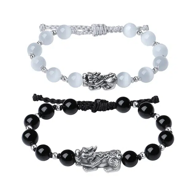 【纳财貔貅】 艾卡拉 国风设计貅处理 黑曜石 手串 男女同款情侣款