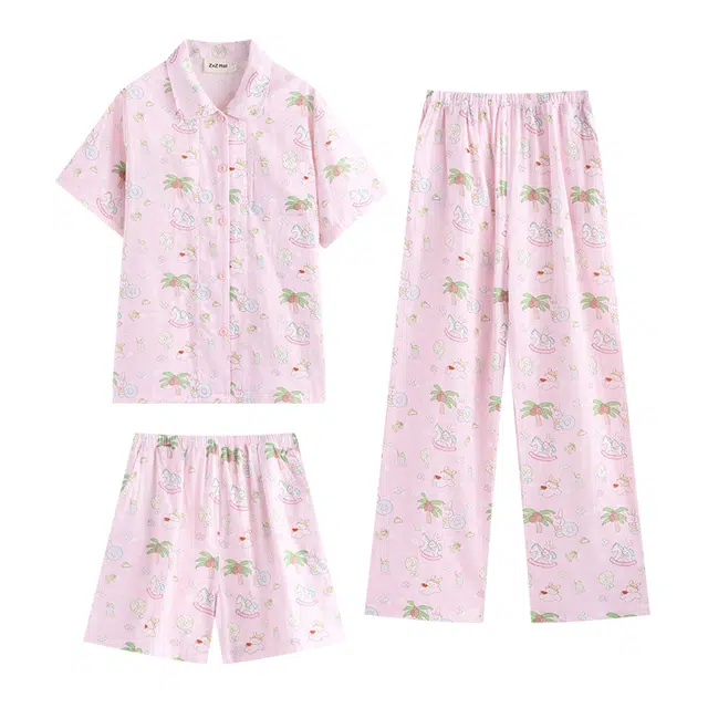侘町 甜美卡通柔软透气亲肤舒适休闲时尚睡衣套装 女款