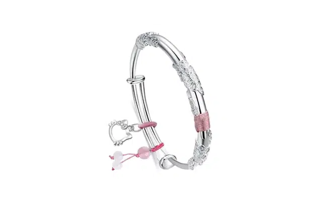 尚银福 萌趣猫咪 森系小清新时尚优雅气质轻奢高级感 国风典雅繁花似锦少女心在逃公主立体浮雕花纹推拉可调节镯子 合金 手镯 女款