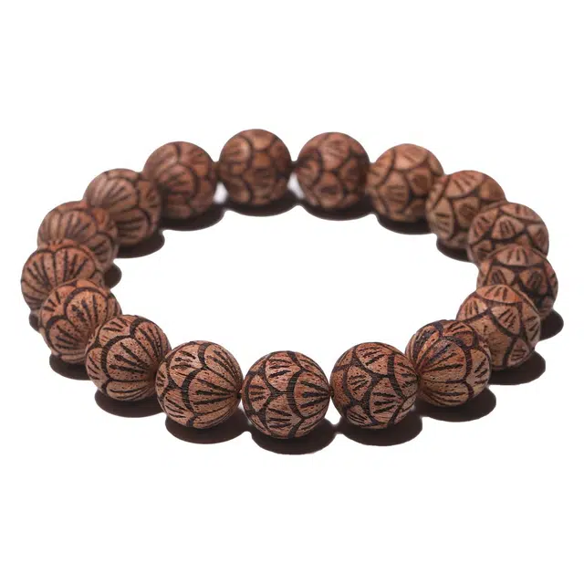 鶄鲤 新中式复古老料精雕莲花 降真香 手串 男女同款情侣款