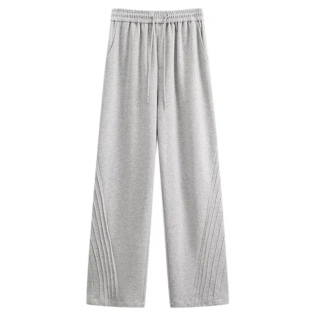 华夏儿女 冰丝凉感户外跑步篮球日常基础款侧边设计感系带直筒宽松垂感百搭针织休闲裤 男女同款