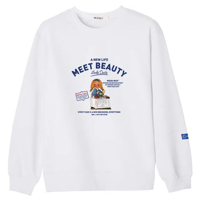 米子旗 圆领套头宽松休闲长袖卫衣 女款