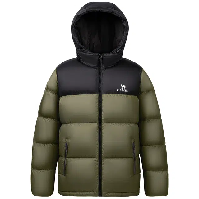 CAMEL Warm Fleece Windproof Hooded Down Jacket